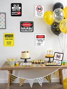 7pcs 50th Fun Birthday Wall Decoration Signs, Happy 50th Birthday Party Warning Signs, Party Sign Party Background Decorations, Birthday Party Photo Props, Outdoor Indoor Home Party Supplies