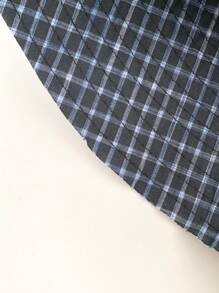 1pc Summer Vacation Fresh Big Brim Sun Hat For Women, Sweet Gingham Ribbon Foldable Beach Hat, With Love Patch, Outdoor Photography Sunshade Bucket Hat