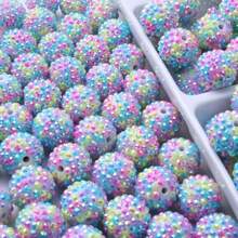 Fashion 18x20mm 10/20pcs Pack Mix Colorful Custom Confetti Color Resin Rhinestone Ball Beads For DIY Beadable Pen Keychain Chunky Bubblegum Necklace Bracelet Jewelry Making