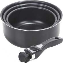 9 Piece Black Prsed Aluminium Cookware Frying Pans And Saucepan Set  Detachable Handl And Lid - Suitable For All Hobs Including Induction - Ceramic Non Stick CoatingParentBlack - Bildfarbe - View 5