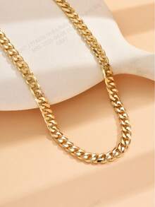 1pc Women Punk Metal Thick Chain Necklace - Yellow Gold - View 2