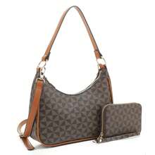 2-In-1 Elegant Designer Shoulder Bag & Wallet Set – Fashionable Crossbody Convertible Purse With Adjustable Strap, Perfect For Day-To-Night Style - Brown - View 1