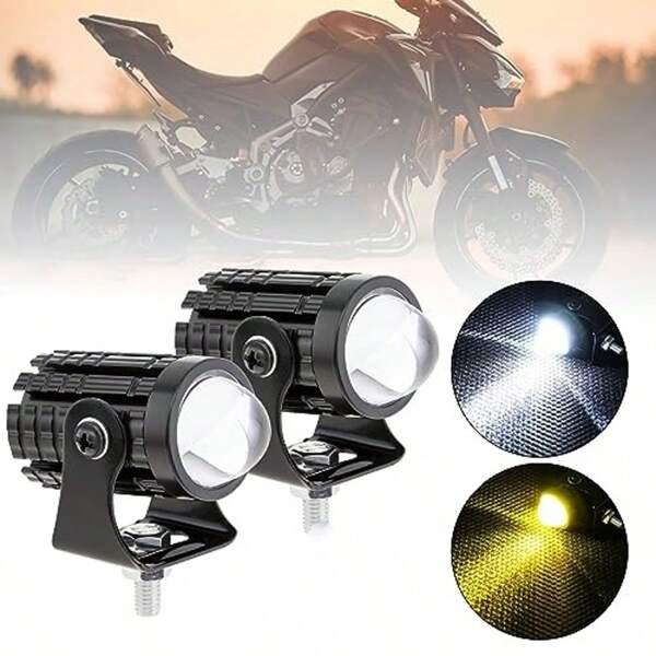 2pcs 60W Driving LED Lights Motorcycle Headlight 60W Double Color White 6000K High Beam Amber 3000K Low Beam LED Fog Sport Lights For Cars ATV UTV Motorcycle Car Accessories Car Must Haves Accesorios Para El Carro Car Light