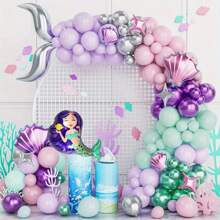 159pcs, Under The Sea Mermaid Balloon Garland Kit - Perfect For Birthday Parties, Photo Props, And Indoor Decorations Summer Mermaid Princess Deep Sea Theme,Christmas