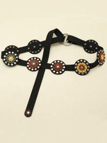 1 pieza Cinturón de mujer de estilo bohemio con decoración de remaches de piel de imitación de varios colores, para verano