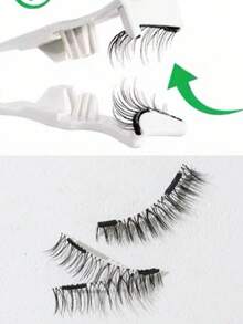 1 Pair Natural Quantum Magnetic Curly False Eyelashes, Comfortable Ice Silk - Fluffy Lashes - View 5