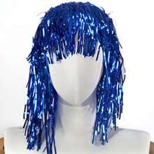 1pc Foil Tinsel Party Shiny Hair Colorful Encrypted Carnival Party Fancy Dress Costume Wigs Disco Masquerade Single Party Wigs For Holiday