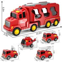 Fire Truck Toys For Toddlers 3 4 5 6 Years Old, 5 In 1 Truck Friction Power Toy Car, Fire Rescue Truck, Ladder Truck, Helicopter And Sprinkler, Christmas Birthday Gifts For Boys & Girls 3-5 Years Old - 5 In 1 Fire Truck - View 5