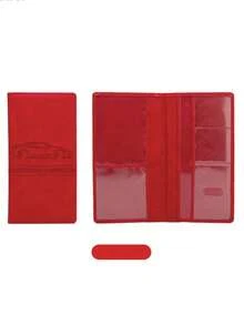 Premium PU Car Insurance Data Document Protector & Business Card Holder - Red - View 3
