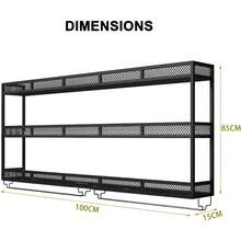 Wall Mounted Wine Rack With LED Glass Holder, Liquor Bottles Shelves Display Storage Organizer Hanging Long Stemware Goblet Metal For Home Mini Bar Cellar Black - Black - View 2