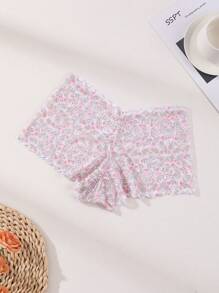 6 PCS Women's Sexy Lace Boxer Shorts Panties Mid Waist Seamless Briefs Tummy Control &Butt Lifter Stretch Underwear Color Printing Lingerie