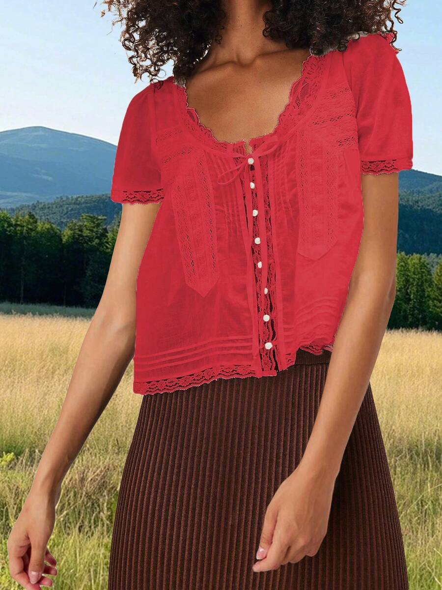 Women Blouses & Shirts - Red - View 1