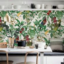 1 Roll Of Tropical Bird And Flower Peel And Paste Wallpaper 17.7inX39.3/118.1/196.8in Waterproof Oil Draining Detachable Self-Adhesive Furniture Renovation Living Room Kitchen Bedroom Dormitory Decoration Furniture Renovation Floral PaPtterns | PVC Material Room Decor Home Decor Wall Decor Bathroom Bathroom Decor Wall Paper Wallpapers