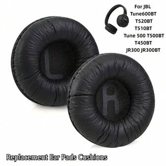 Replacement Ear Pads For JR300, JR300BT, T450BT, T500BT, Tune 500, Tune 500BT, Tune 510BT, Tune 520 Headphones - Headset Earpads & Ear Cushions (Black)