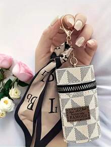 Modische mini vintage bedruckte Geldbörse mit Schal Akzent - tragbarer reißverschlusshalter für lippenstifte, stilvolles taschenzubehör | PU-Material, wasserdicht & langanhaltend, multi-color geschenk für mädchen