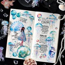 30pcs/Pack Ocean Waltz Jellyfish Scrapbooking Stickers, Premium Diary/Planner Sticker Sheets