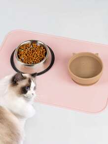 1pc Silicone Pet Mat, Anti-Spill Easy To Clean Mat, Anti-Slip Pet Food Mat, Foldable Portable Non-Slip Soft Silicone Placemat