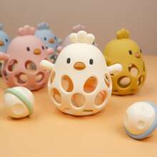 空心小鸡摇铃玩具，婴儿出牙玩具，摇铃抓握玩具，配随机颜色铃铛 - 彩色 - 查看 6