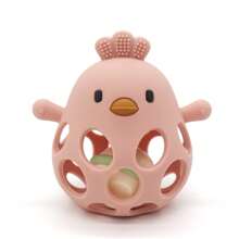 空心小鸡摇铃玩具，婴儿出牙玩具，摇铃抓握玩具，配随机颜色铃铛 - 彩色 - 查看 12