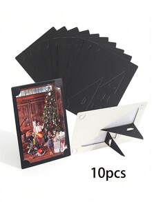 5/10 Pcs Set Embossed Cardboard Photo Frames, Colorful Wall Decor Picture Frame Set For Home, Family, Pets, Couple Photo, Creative Gift - Black - View 13