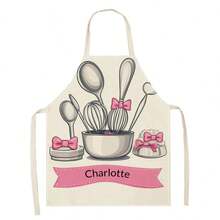 1pc Custom Name ,Mother's Day Gift,Customized Name, Women Custom Name Apron Personalized Apron Customized Name Logo Picture Name Chef Apron Perfect For Girl - Beige - View 5
