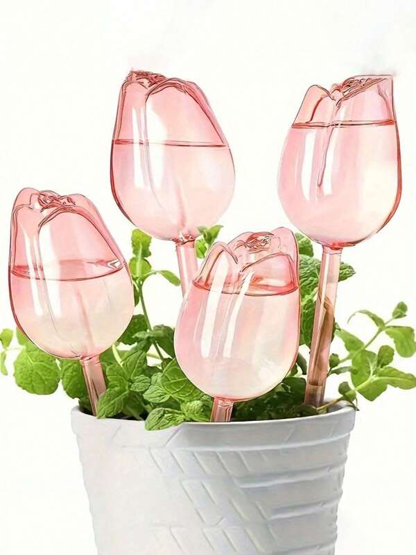 4pcs Tulip Waterer, Automatic Waterer, Lazy Waterer, Rose Dripping Device, Potted Waterer,Narrow Outlet Design Can Prolong The Dripping Time, Suitable For Indoor And Outdoor Plant Self-Watering Incubators.