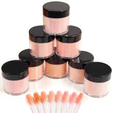 10pcs Nude Acrylic Powder, 3-In-1 Neutral Skin Tone Brown Acrylic Powder For 3D Acrylic Nail Art, French Nail Extension, Nude Color Gift For Women, 10g/Bottle Nude Series Nude Pink Acrylic Dipping Powder - 彩色 - 查看 2