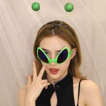 1pc Fashionable & Unique Green Alien Shaped Fashion Glasses