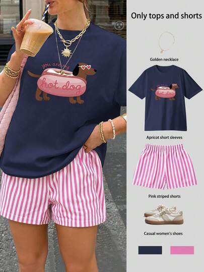 You Are My Hotdog Printed Loose Short Sleeve T-Shirt And Striped Shorts Set, Suitable For Summer, Vintage Sports Lunar New Year T-Shirt With Chinese Zodiac Horse Pattern, Milan Inspired Abstract T-Shirt, St. Patrick's Day Lucky T-Shirt, Easter Bunny T-Shirt, St. Patrick's Day Shirt - Fun Irish Green Party Top, 2026 Back To School Outfit, Campus Style Inspiration, Back To School Essential, First Day Of School Outfit, 2026 Back To School Outfit