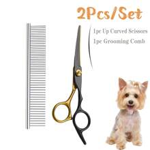 Premium Tiergrooming-Scherensatz, Edelstahl Hunde- und Katzen-Trimm-Scheren mit ergonomischem Design für beide Hände, professionelles Werkzeug zum Schneiden von Tierhaar inklusive Kamm und Pflegezubehör