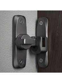 1pc No Drill Thick Universal Card Buckle Door Latch, Bathroom Simple Vintage Lockable Zinc Alloy Door Latch, Stainless Steel Anti-Theft Latch
