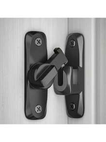 1pc No Drill Thick Universal Card Buckle Door Latch, Bathroom Simple Vintage Lockable Zinc Alloy Door Latch, Stainless Steel Anti-Theft Latch