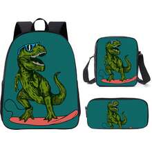 3PCS Back To School Backpack For Boys Girls, Dinosaur Backpack For Teens, Large Capacity School Bags With Shoulder Bags And Pencil Case - Backpack + Shoulder Bag + Pencil Case - View 17