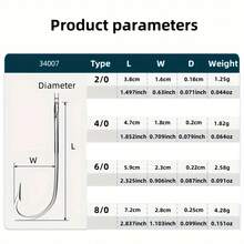 15pcs Stainless Steel Octopus Hook, Size 2/0, 4/0, 6/0, 8/0 Barbed Long Shank Straight Hook For Sea Fishing, Bass Fishing, Black Fish Angling - Multicolor - View 9