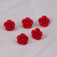 LYSW 10pcs Europe & US Popular Style DIY Braid Decorations - Burgundy Rhinestone Rose Hair Clips & Rings, Hair Braid Accessories HA2790 - Red - View 7