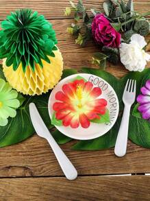 20 piezas de decoraciones de fiesta tropicales vibrantes, hojas de palma y flores de hibisco artificiales | Colores surtidos | Decoración de fiesta | Tema hawaiano luau, selva, playa, decoración de mesa para fiesta de cumpleaños de barbacoa