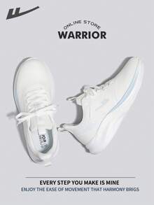 Warrior Fashionable Retro Sports Shoes For Women Spring And Summer Lightweight Comfortable Breathable Running Shoes Modest Style Casual Sneakers Applicable Throughout The Yearwear-Resisting All-Day Wear Training Sneakers Little White Shoes - White/Blue - View 3