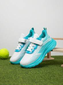 1 par de zapatillas deportivas transpirables y ligeras para niños y niñas, con diseño de degradado de color, adecuadas para todas las estaciones y actividades al aire libre