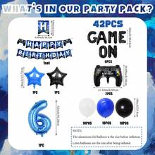 Juego de 42 piezas/43 piezas para fiesta de cumpleaños con temática de juegos, ¡A jugar! Decoraciones de fiesta de cumpleaños de jugador con control de videojuegos azul y negro, pancarta de feliz cumpleaños y globos, adecuado para fiesta de cumpleaños, fiesta con temática de juegos, props para fotos, decoración para fiesta en casa - Multicolor - Ver 12