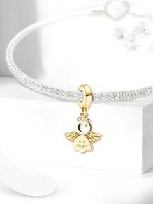 1Pc Fashionable Sparkling Heart Pendant Charm Bead Fit For Women Bracelets Bangles DIY Jewelry Making And Daily Outfit Matching Jewelry Decoration For Girls