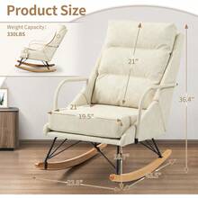 Rocking Chair Upholstered Glider Rocker With Padded Seat And High Backrest Safe And Comfy Armchair Modern Accent Recliner Chair For Living Room Nursery Bedroom Office - Beige - Bekijken 3