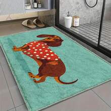 1pc Super Soft Polka Dot Dachshund Pattern Non-Slip Bathroom Mat - Quick Dry, Faux Sheepskin Microfiber Material, Machine Washable, Stain Resistant, Suitable For Kitchen And Bathroom Decor, Bath Rug, Plush And Soft, Spring Decor, Christmas Decor, Kitchen Rug - Multicolor - View 12