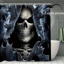 1 Stück personalisierter Duschvorhang mit eigenem Foto, individueller Foto-Duschvorhang, Badezimmer Dekor Fenstervorhang, personalisiere dein Foto/Text, Polyester, wasserdicht und einfach zu installieren, inklusive 12 Haken, personalisiertes Geschenk für Familie, Partner, Freunde, Eltern, perfekt für Muttertag, Vatertag, Herbstdekoration, Badezimmer Accessoires, Schulanfang