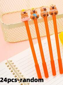 2pcs/24pcs Capybara Shaped Creative Ball-Point Pen, 0.5mm Black Ink, Ideal Gift For Back To School, Graduation, Teachers' Day, Office, School Writing