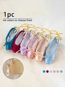 Handmade Ballet Dance Toe Shoes Jewelry Mini Shoes Satinkey Chain,Equipped With A Bow With Pearls,Can Be Used As Bag Accessories, Keychains, Phone Chains, Etc, With 6 Colors To ,Choose From, Fashionable Matching Items, Can Be Given To Friends Who Are Studying Ballet,Family, Colleagues, Relatives, Etc,Personalized Gifts For Family And Friends, Travel Accessories Car Accessories Bag Charm Backpack For School