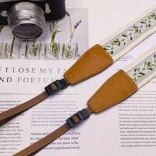 1pc Retro Camera Strap - Adjustable DSLR Shoulder Strap With Floral Pattern, Beige Ends And Metal Buckle, Camera Strap For Photography Equipment, For Photographers