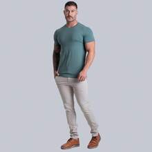 Men's Basic T-Shirt Egyptian Cotton With Elastane Solid Colors - 綠色 - 查看 3