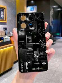 1pc Graffiti Camera Protection Anti-Drop Phone Case Compatible With Apple, Compatible With Galaxy, Compatible With Infinix, Compatible With Redmi, Compatible With OPPO, Compatible With VIVO, Compatible With Realme,International Version, Not The Domestic Version - Black - View 3