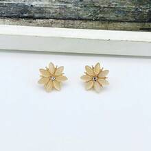 Nouvelles boucles d'oreilles à fleurs en opale, bijoux élégants cadeaux pour femmes et filles - Or jaune - Voir 1