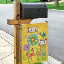 1pc, Love With Joy Spring Flower Garden Flag, 12 X 18 Inch Double Sided Farmhouse Yard Outdoor Flag, Farmhouse Rustic Pasture Porch Decoration(ONLY FLAG)